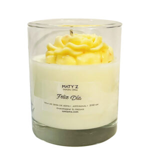 Vela de Cera de Soya con Flores: Regalo Perfecto de Bienestar